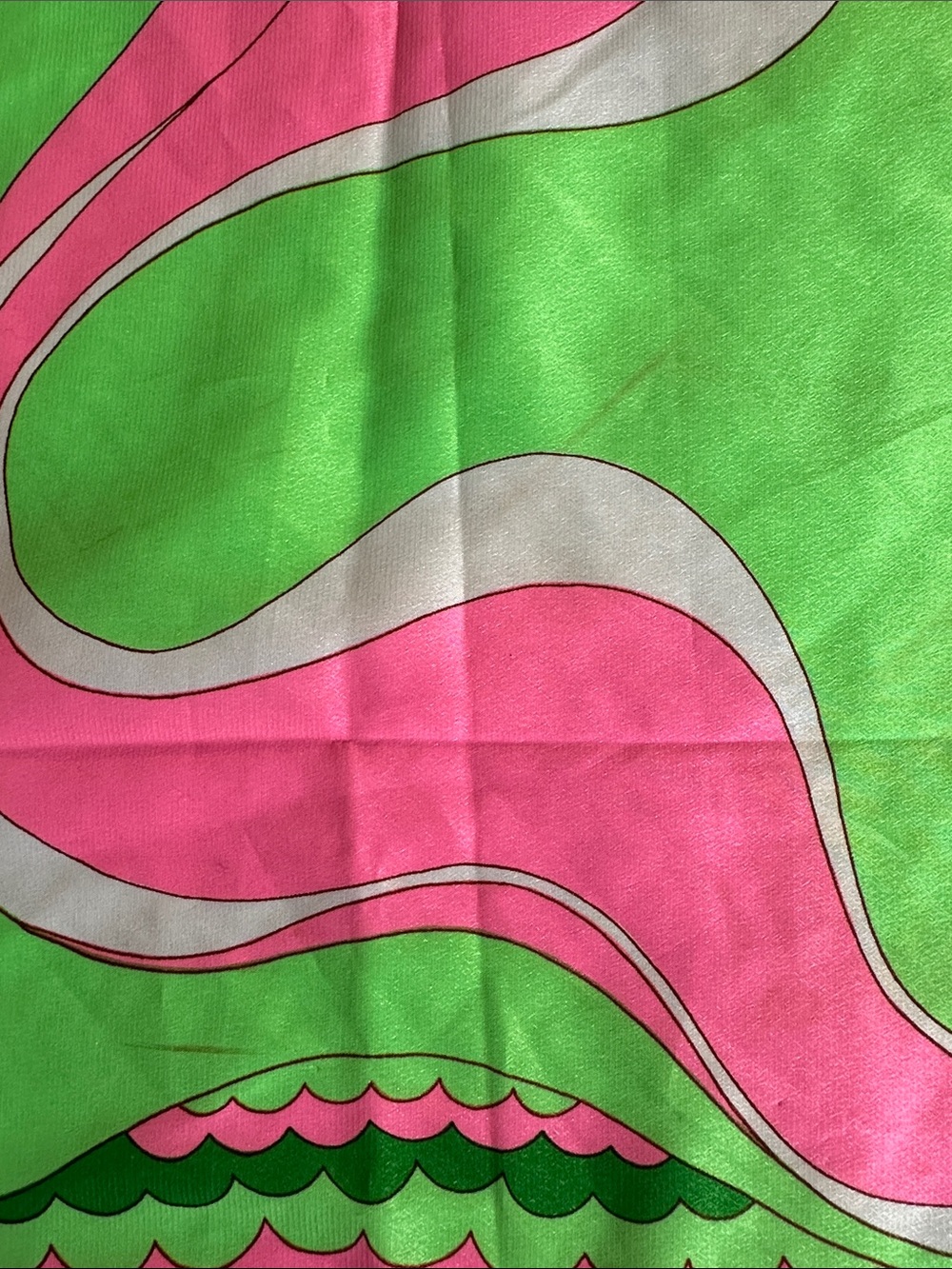 Green and Pink Women's Fashion Scarf - Vibrant Swirl Print - Picture 5 of 16